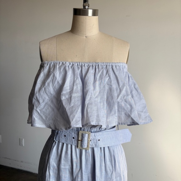 $289 NWT Lusana “Kate” Linen Maxi Dress in Misty Blue Sz Small - Picture 4 of 14